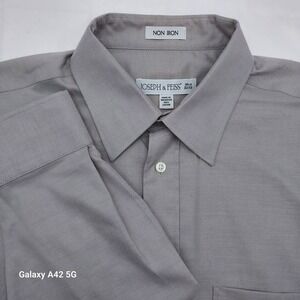 Joseph & Feiss Mens Gray Non Iron Cotton Dress Shirt 16.5 32/33 Long Sleeve